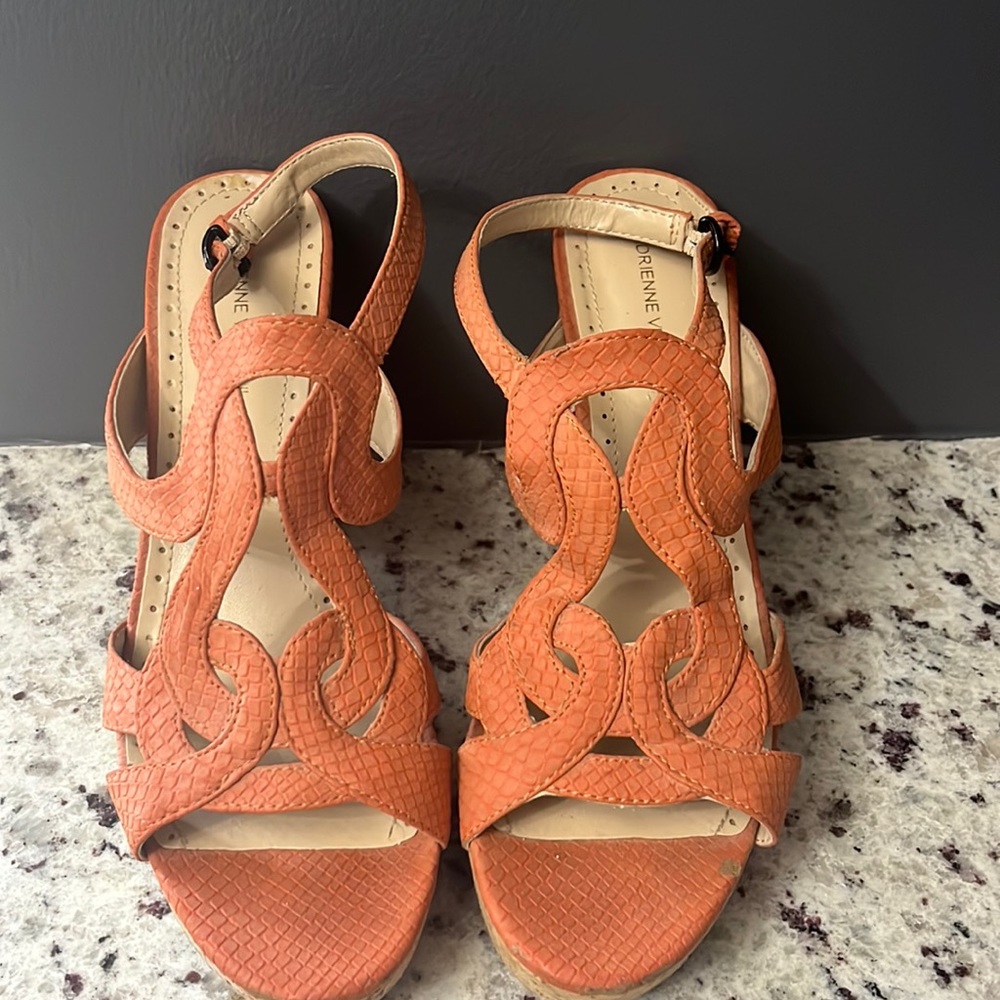 Adrienne Vittadini orange cork heels